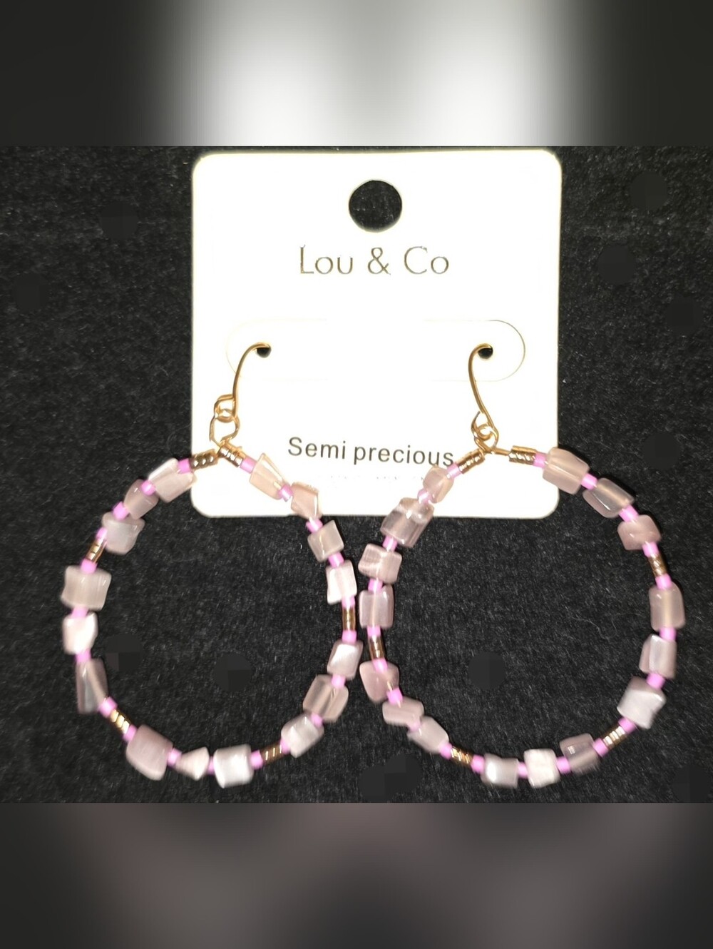 Pink Beaded Drop Earrings
